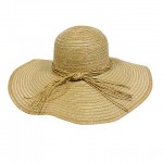 Straw Big Rim Hat - w/ Multi-String Bow - Natural - HT-SHA50203NT